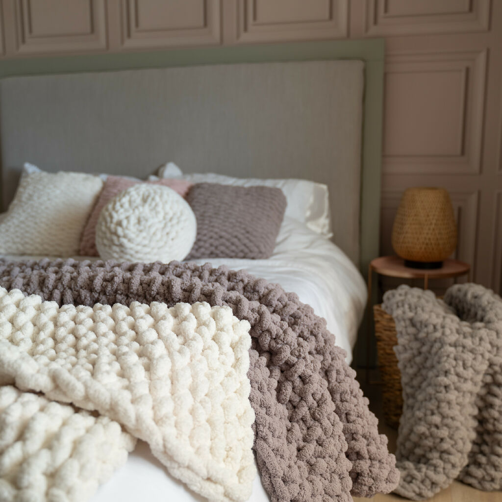 Hand-Knit Chunky Cream throw