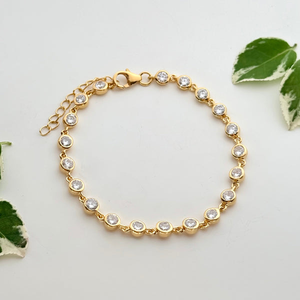 Cubic Zirconia Tennis Bracelet in Vermeil Gold