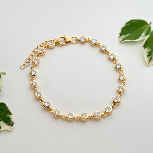 Cubic Zirconia Tennis Bracelet in Vermeil Gold