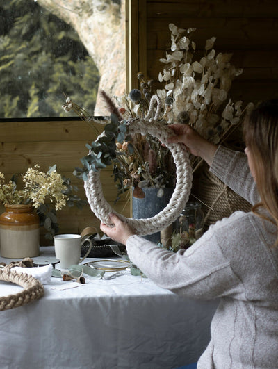 30cm White Cotton Christmas Wreath