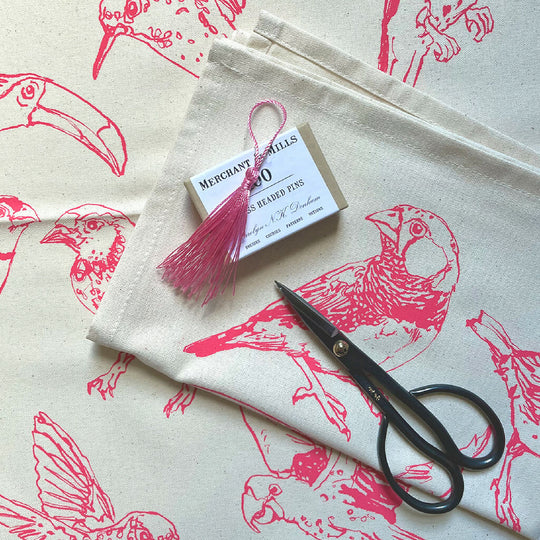 Exotic Birds Hand Screenprinted Cotton Tea-towel
