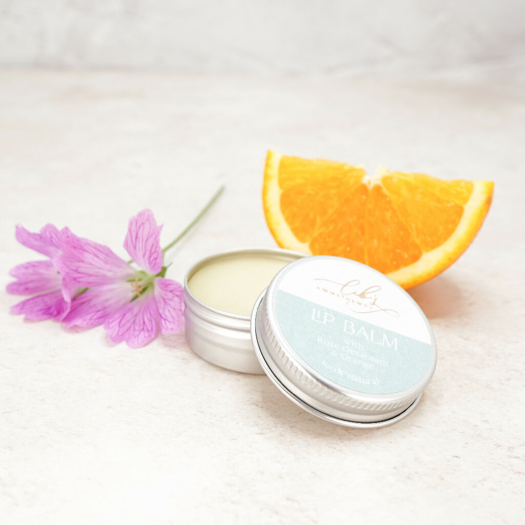 Lip balm with orange and geranium