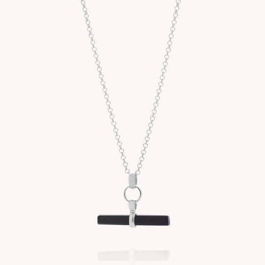Gemstone T-Bar Necklace - Black Onyx