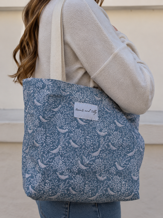 Birds & Branches Tote Bag - Powder Blue
