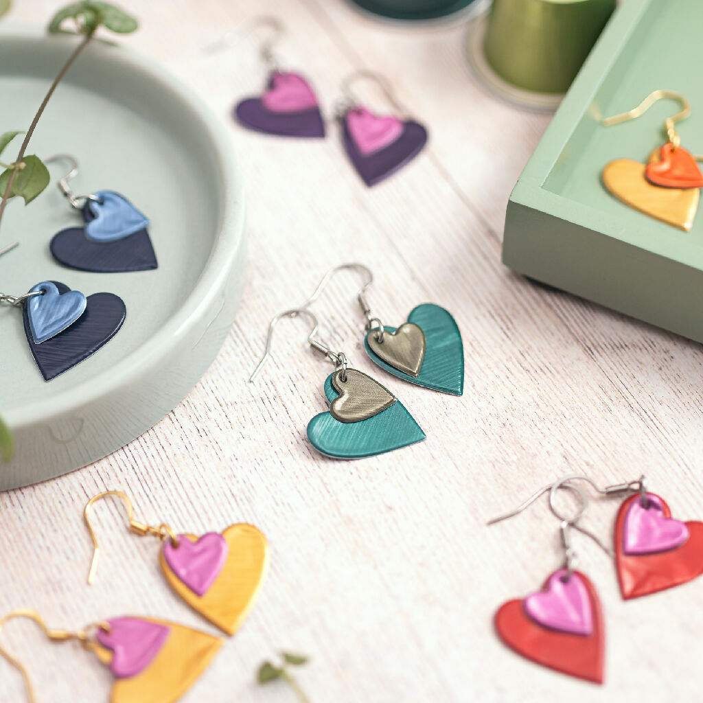 Recycled Metal Heart Earrings