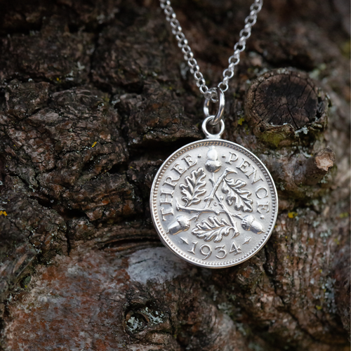 British Acorns Coin Necklace - Silver