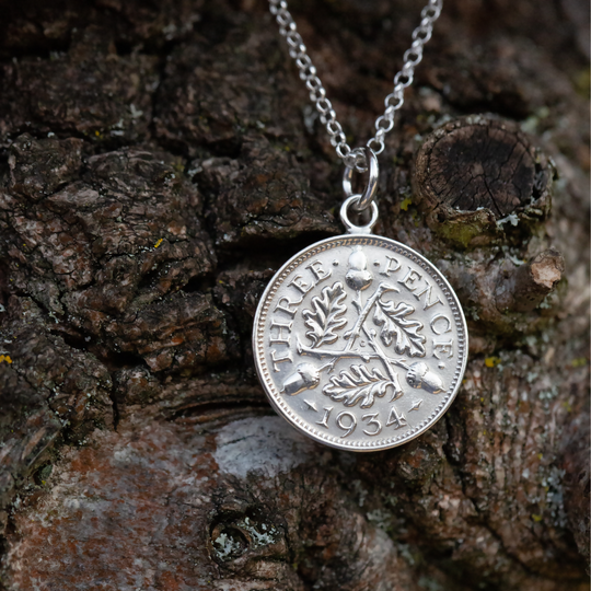 British Acorns Coin Necklace - Silver