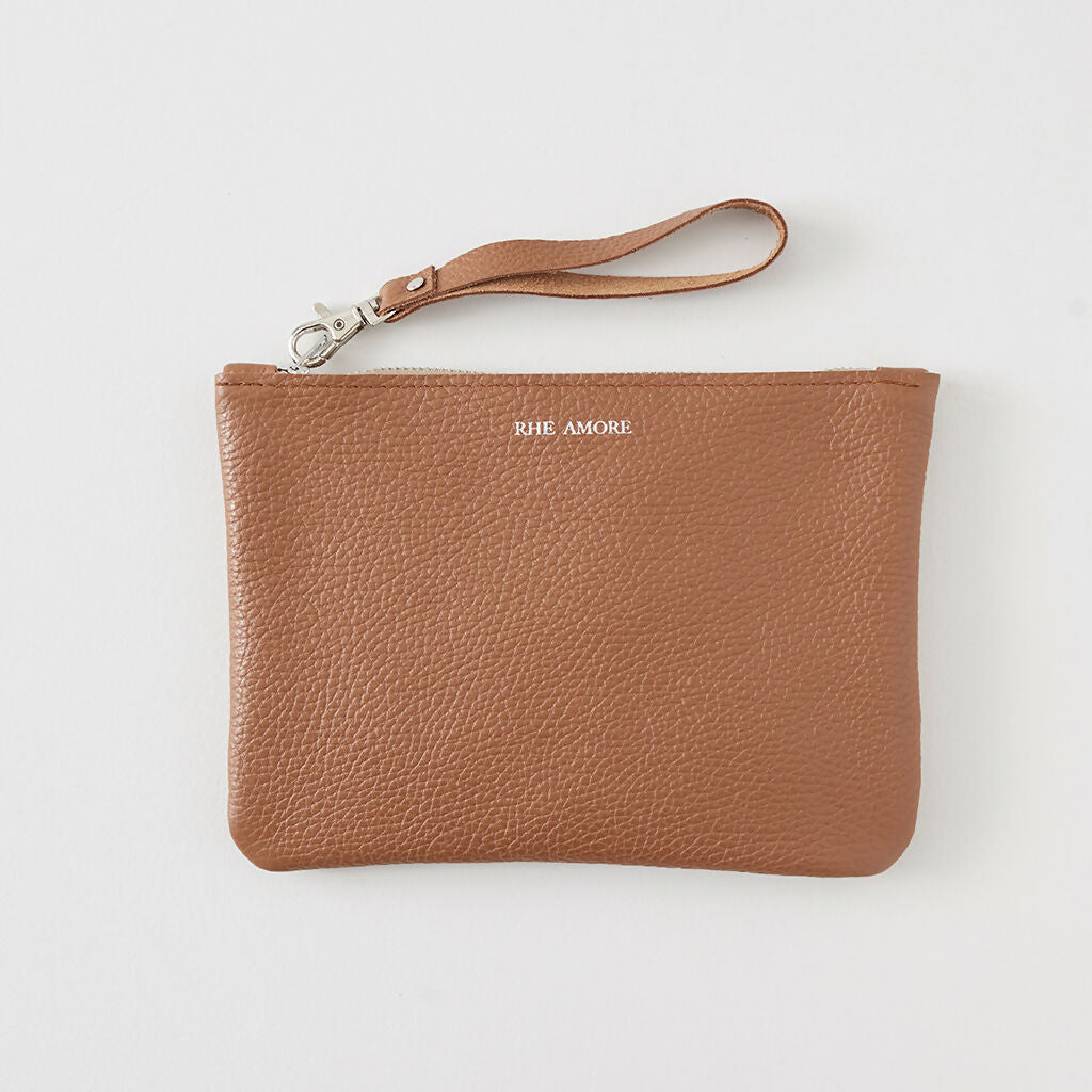 tan leather clutch bag - RHEAMORE - web