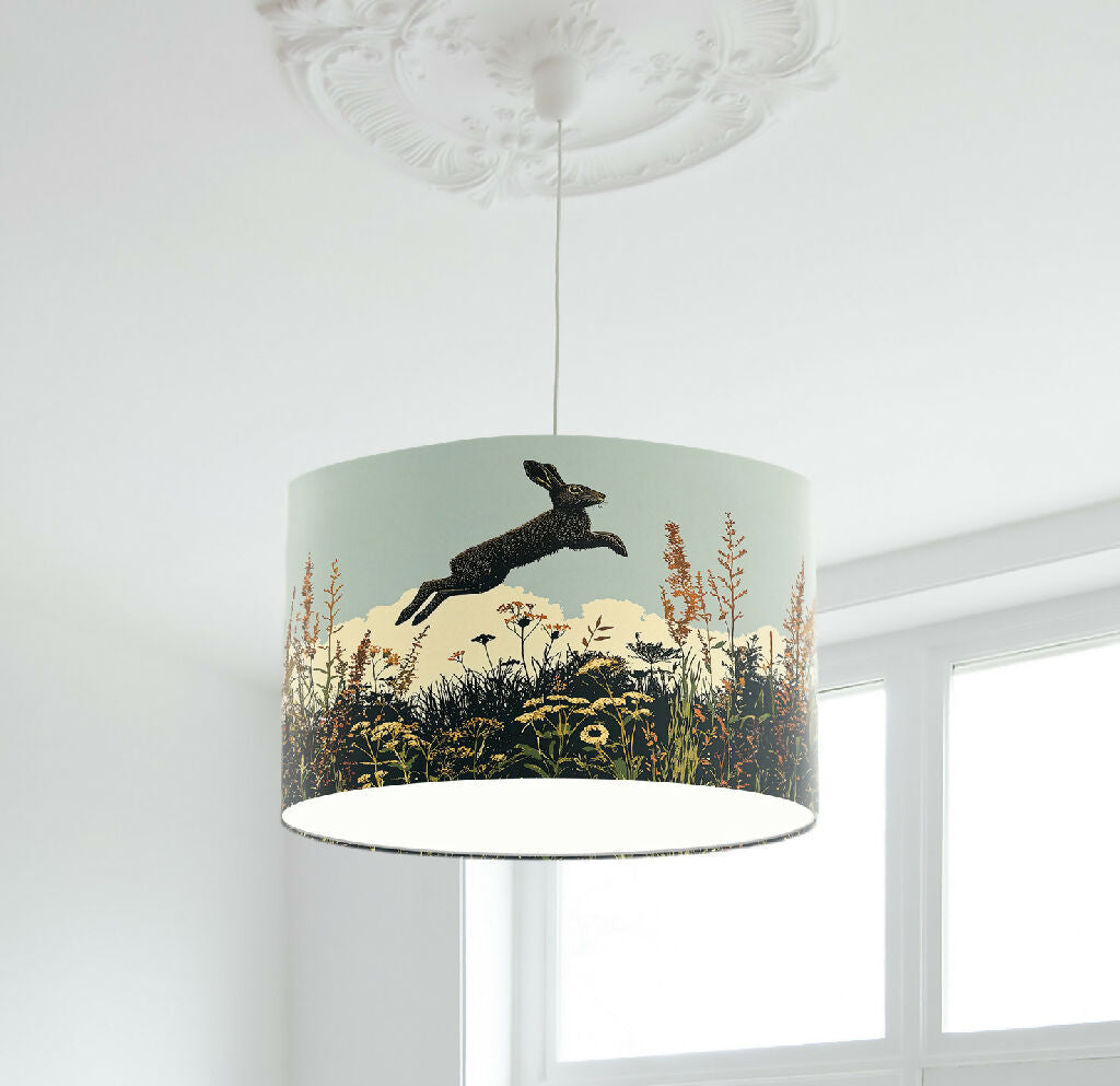 'Jumping for Joy' Hare Illustrative Lampshade