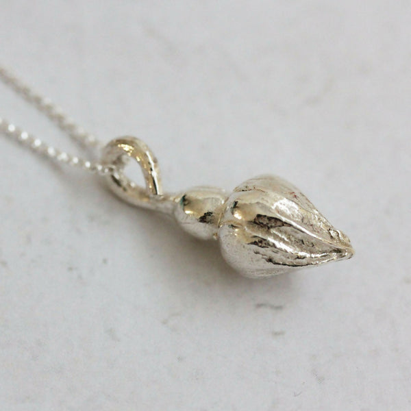 Solid Sterling silver Rosebud pendant | Botanical Inspired Necklace