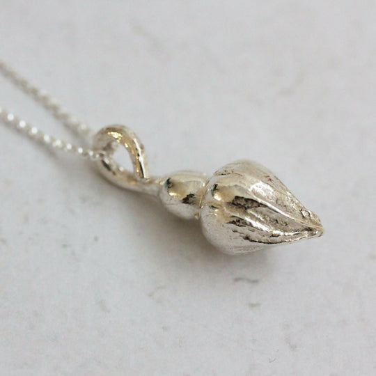 Solid Sterling silver Rosebud pendant | Botanical Inspired Necklace
