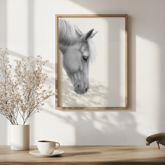 Equestrian Elegance: Stunning A4 Delicate Horse Fine Art Print