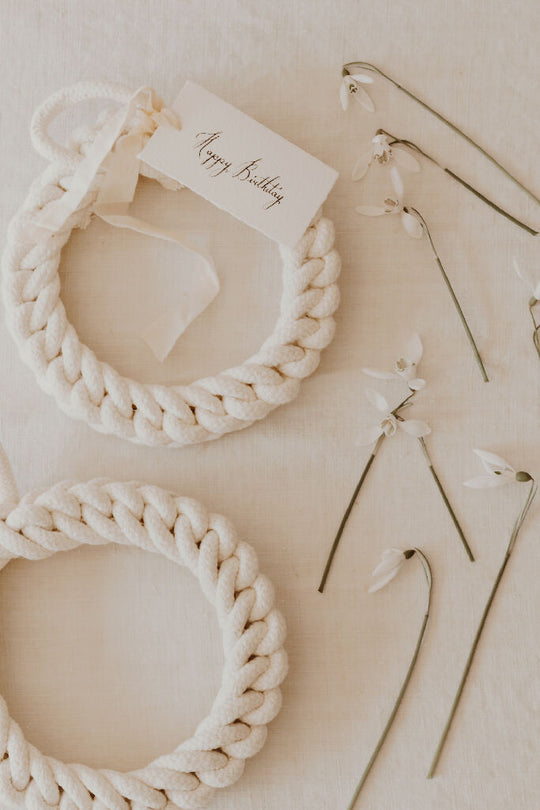 30cm White Cotton Spring Wreath