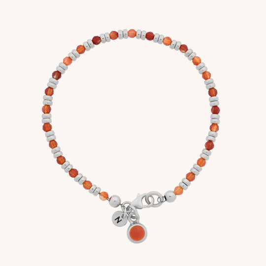 Carnelian Linear Birthstone Bracelet - July