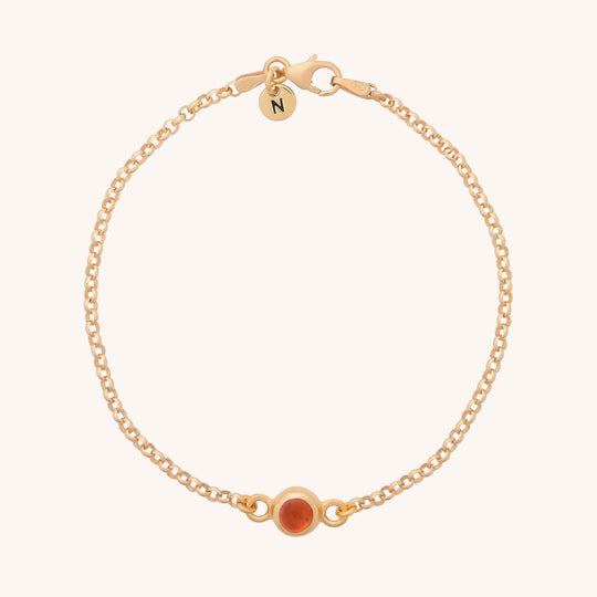 Carnelian Birthstone Gem Dot Bracelet - July