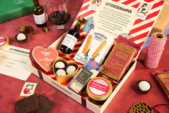 Luxury Christmas Letter Box Hamper with Port & Chocolate truffles
