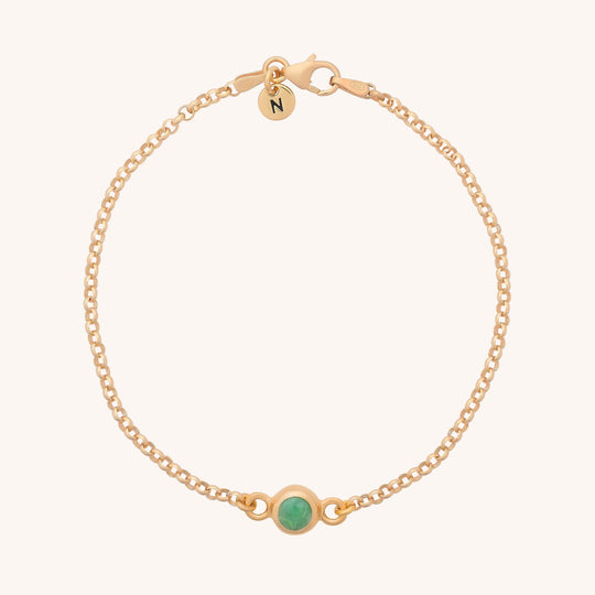 Chrysoprase Birthstone Gem Dot Bracelet - May