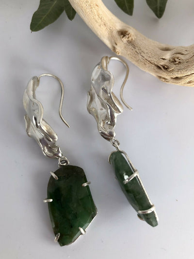 Silver and Emerald Earrings