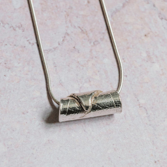 Silver Wrapped Leaf Necklace