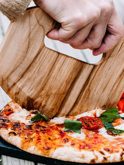 Wooden Pizza Cutter in Sycamore