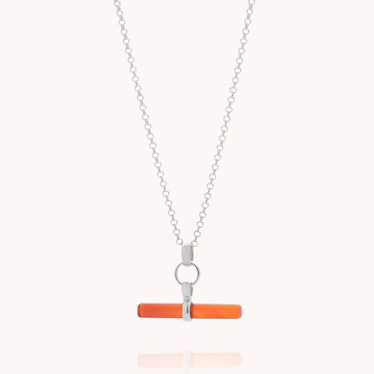 Gemstone T-Bar Necklace - Carnelian