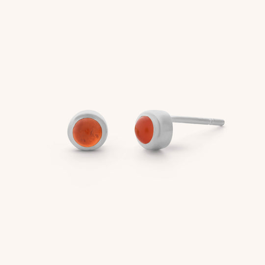Carnelian Mini Gem Dot Birthstone Earrings - July