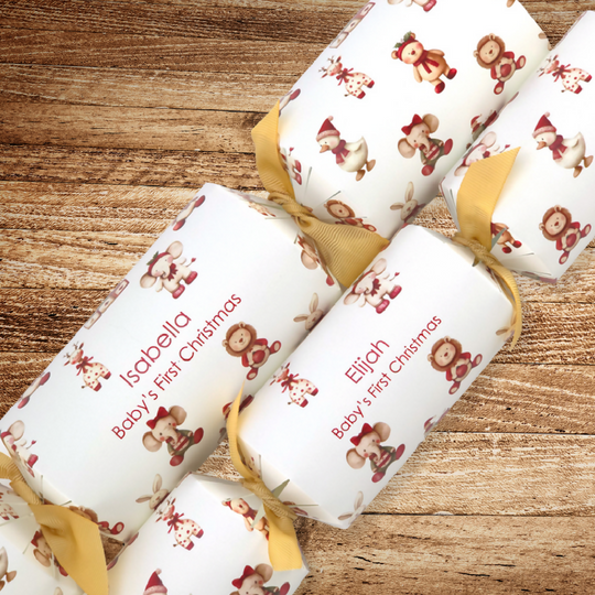 Personalised Cracker Craft Kit | Makes 4 or 6 Crackers | Baby's 1st Christmas