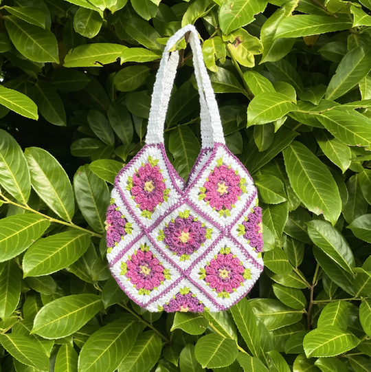 Garden Floral Shoulder Hand Bag in Purple