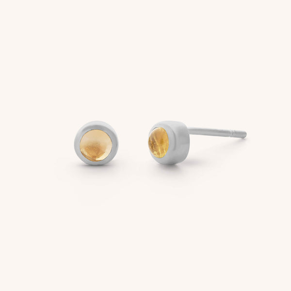 Citrine Mini Gem Dot Birthstone Earrings - November