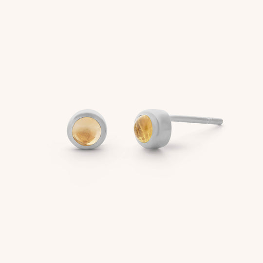 Citrine Mini Gem Dot Birthstone Earrings - November