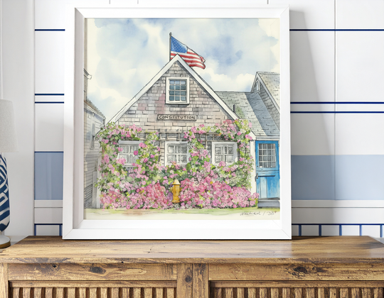 Constitution House Nantucket Print | Ink & Watercolor Coastal Art