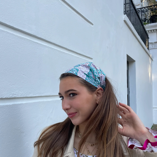 Blue Block Print Headband
