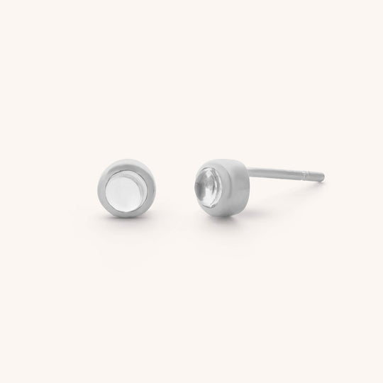 Crystal Mini Gem Dot Birthstone Earrings - April