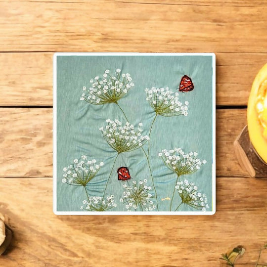 Cow Parsley Ceramic Coaster