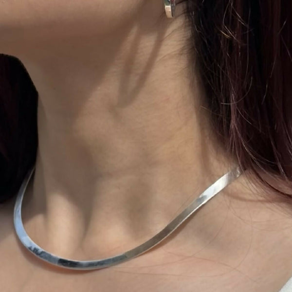 Flat Sterling Silver Choker Necklace (5mm width)
