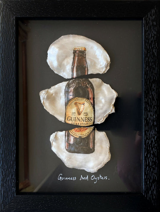 Guinness and Oysters Framed Oyster Shell Art