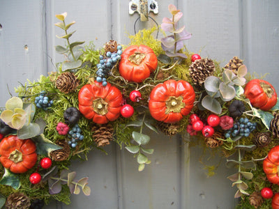 Autumn Pumpkin and Pod Wreath