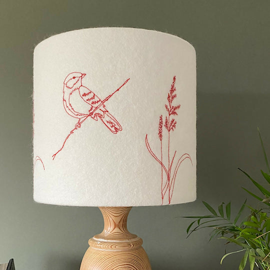 Embroidered Garden Bird Lampshade