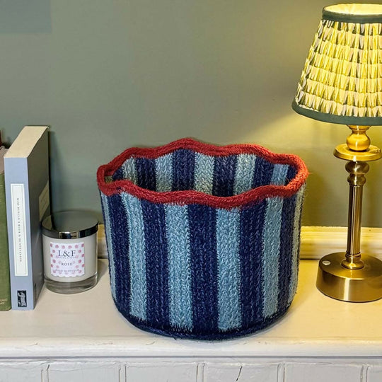 Stripy Scalloped Basket - Blueberry