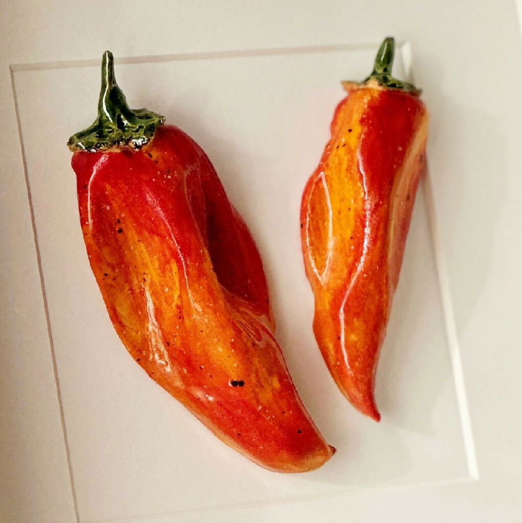 Ceramic Kitchen Wall Art: Orange and Red Peppers