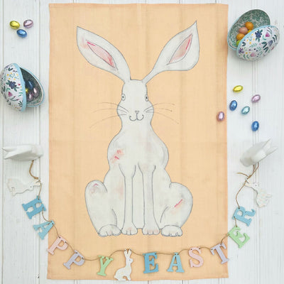 peach rabbit tea towel4