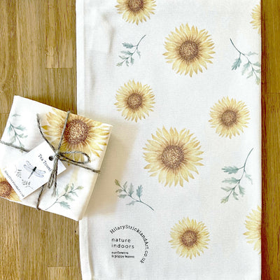 Sunflower tea towel wrapped