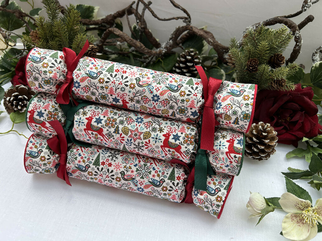 Liberty Print Fabric Christmas Crackers: Eco Reusable Holiday Decor