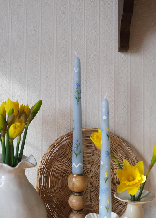 Ric-rac forget me not blue candle
