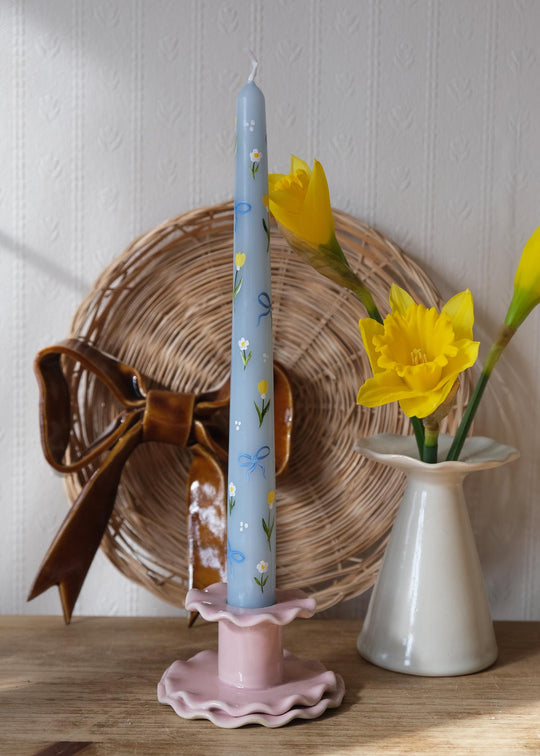 Ditsy blue spring candle