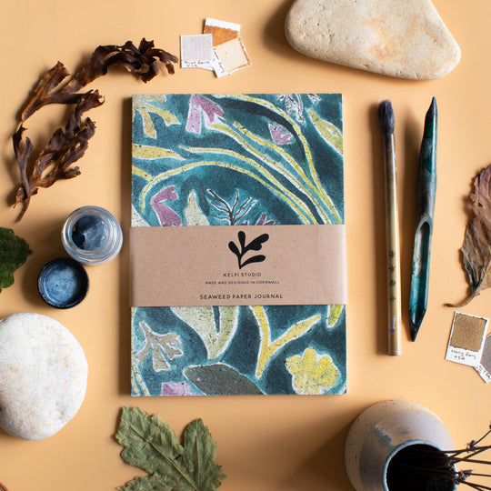 Seaweed Paper A5 Journal - Seaweed Drift Deep Green