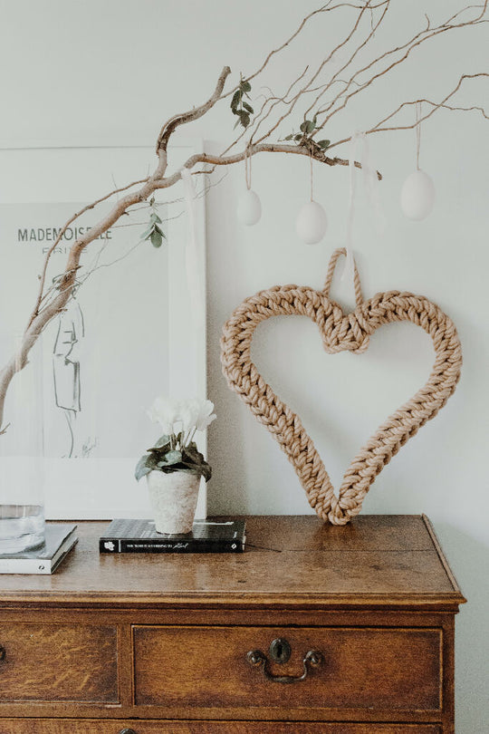 35cm Jute Valentines Love Heart Wreath