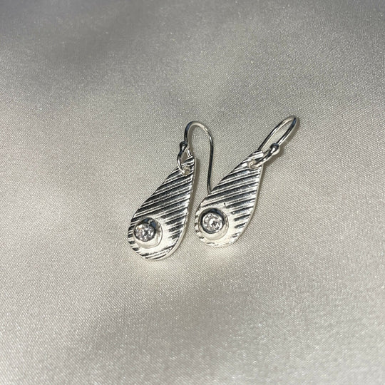 Stripe Tear Drop Sterling Silver Earrings