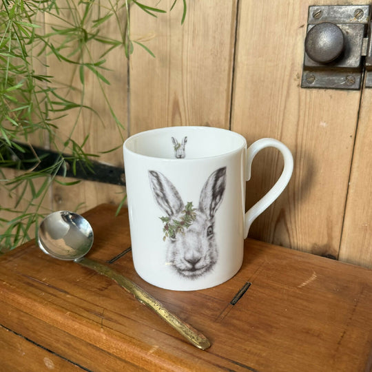 Fine Bone China Festive Hare Christmas Mug