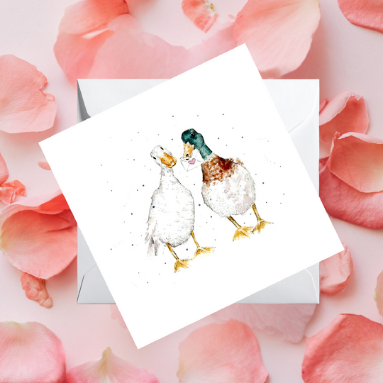 Watercolour Runner Ducks Love Card – Wildlife Greeting Card